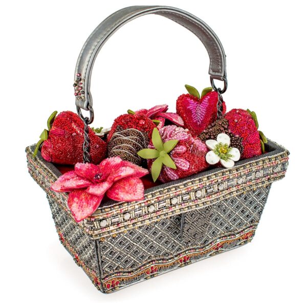 Bolsa Mary Frances BAG 24-147 Cesta de Fresa con Cuentas Asa Superior 7.75 x 5 x 4 Pulgadas