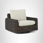 Silla giratoria para exteriores Ashley Kimora P711-821 mimbre de resina marrón oscuro y beige 40 x 39 x 37 pulgadas