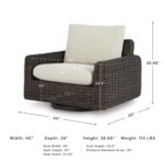 Silla giratoria para exteriores Ashley Kimora P711-821 mimbre de resina marrón oscuro y beige 40 x 39 x 37 pulgadas