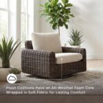 Silla giratoria para exteriores Ashley Kimora P711-821 mimbre de resina marrón oscuro y beige 40 x 39 x 37 pulgadas