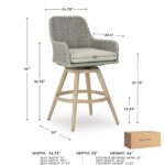 Juego de 2 Taburetes de Bar Ashley Seton Creek P798-130 Giratorios para Exteriores Mimbre de Resina Aluminio Beige y Gri