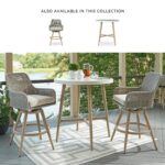 Juego de 2 Taburetes de Bar Ashley Seton Creek P798-130 Giratorios para Exteriores Mimbre de Resina Aluminio Beige y Gri