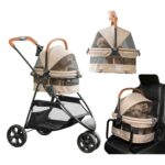 Sistema de Viaje para Mascotas Pet Gear View 360 Ultra Lite 3 en 1 Modelo 8114NZEC Color Ecru 3 Ruedas
