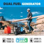 Generador de combustible dual Pulsar PGL9000BCO 9000 vatios arranque eléctrico con alerta de CO