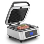SUNVIVIPRO Sandwichera eléctrica Panini Press, parrilla interior sin humo de 1300 W con placas antiadherentes extraíbles