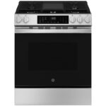 GE GGS600AVFS Rango de convección de gas deslizante de 30 pulgadas con limpieza a vapor y bandeja Easywash, acero inoxid