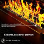 Fogata Ciays CIFPT53B-43-US Rectangular 43 Pulgadas 60000 BTU Quemador Acero Inoxidable 304 Negro