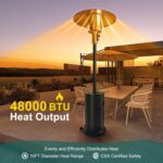 Calentador de Patio Garveelife SX-GL-QNQ 48000 BTU Acero Inoxidable Bronce con Ruedas 87 Pulgadas