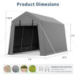 Cobertizo de Almacenamiento Portátil Hipicute 7x10 pies Impermeable Resistente a Rayos UV Gris