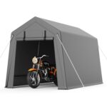 Cobertizo de Almacenamiento Portátil Hipicute 7x10 pies Impermeable Resistente a Rayos UV Gris