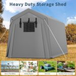 Cobertizo de Almacenamiento Portátil Hipicute 7x10 pies Impermeable Resistente a Rayos UV Gris