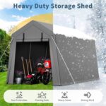 Cobertizo de Almacenamiento Portátil Hipicute 7x10 pies Impermeable Resistente a Rayos UV Gris
