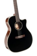 Cort Essence Series ES-GA4 Grand Auditorium Cutaway Acoustic Electric Guitar, Black Top Semi Gloss (GA4BTSG)