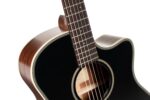 Cort Essence Series ES-GA4 Grand Auditorium Cutaway Acoustic Electric Guitar, Black Top Semi Gloss (GA4BTSG)