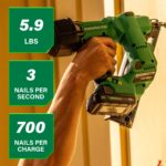 Metabo HPT 18V MultiVolt Brushless Pro Kit de pistola de clavos angulado de calibre 15, pistola de clavos de calibre 15,