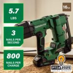 Metabo HPT 18V MultiVolt Brushless Pro 16-GA Kit de clavadora de acabado recto, clavador de acabado de calibre 16, herra