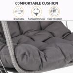 Silla de Huevo Colgante Hipicute O-96J con Soporte de Ratán Color Gris Marco de Acero de Aluminio Capacidad 350 Libras