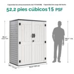 Cobertizo de Almacenamiento Exterior YITAHOME MAYIHx0IOK Vertical de Resina 59 Pies Cúbicos con Cerradura Gris Claro