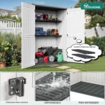 Cobertizo de Almacenamiento Exterior YITAHOME MAYIHx0IOK Vertical de Resina 59 Pies Cúbicos con Cerradura Gris Claro