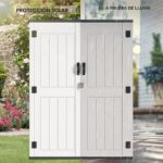 Cobertizo de Almacenamiento Exterior YITAHOME MAYIHx0IOK Vertical de Resina 59 Pies Cúbicos con Cerradura Gris Claro