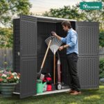 Cobertizo de Almacenamiento Vertical YITAHOME MAYIH6l3vm 59 Pies Cúbicos Resina Gris Oscuro