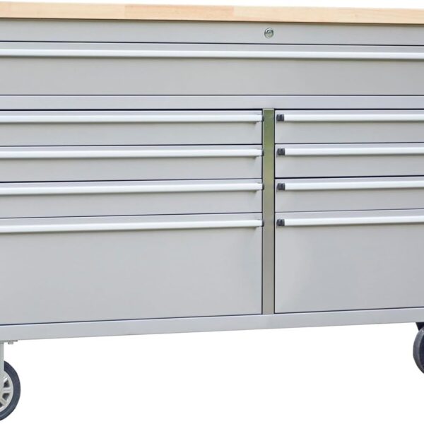 GarveeTech Caja de herramientas de 61 pulgadas, caja de herramientas móvil con 9 cajones, armario rodante con ruedas, si