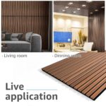 Art3d Paquete de 4 paneles acústicos de listones de madera de 47.2 x 23.6 pulgadas para pared y techo, panel de absorció