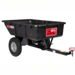 Brinly Carro utilitario de polietileno resistente de 10 pies cúbicos y 650 lb para remolque con enganche magnético y caj