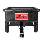 Brinly Carro utilitario de polietileno resistente de 10 pies cúbicos y 650 lb para remolque con enganche magnético y caj