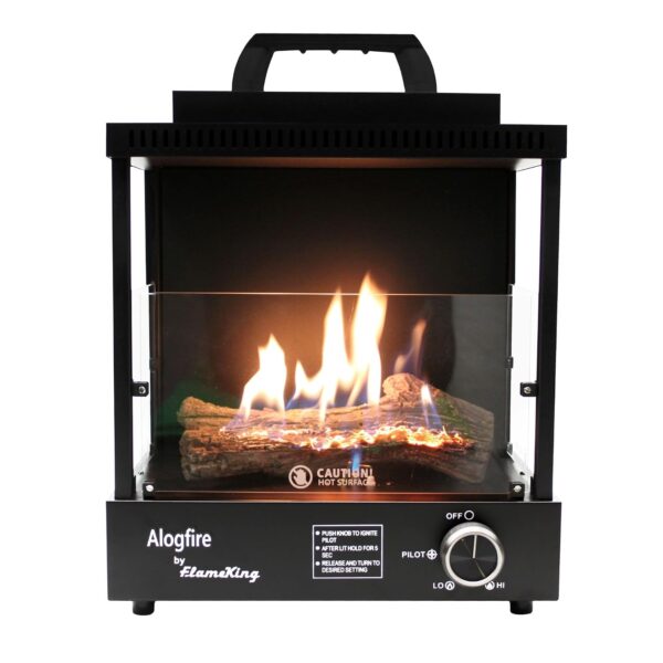 Calentador de Troncos de Propano Flame King ALOGFIRE FK-ALF-P1A1 8200 BTU Negro