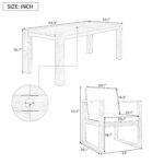 Juego de Mesa y Sillas de Patio Merax 7 Piezas Madera de Acacia para 6 Personas con Agujero para Sombrilla Color Teca Cl