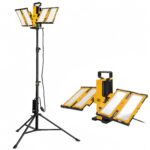 CAT Luz de trabajo multifunción LED de 10000 lúmenes, 4 paneles, con cabezal ajustable, plegable, desmontable, soporte d
