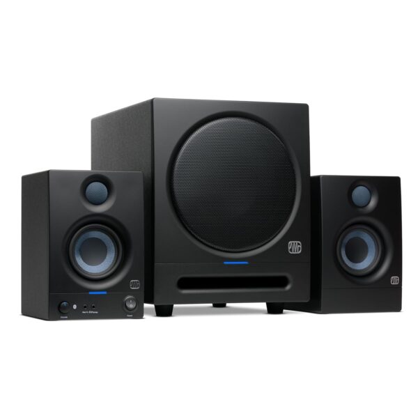 Sistema de monitores de estudio PreSonus Eris 3.5BT y subwoofer Eris Sub 8BT 2.1 con Bluetooth 5.0