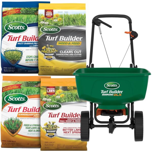 Paquete Scotts Turf Builder para Césped Grande del Norte con Esparcidor de Transmisión EdgeGuard DLX VB21542