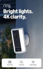 Cámara con luz de enfoque y enchufe Ring Pro (modelo más reciente): Retinal 4K con video de gran angular, zoom 10x mejor