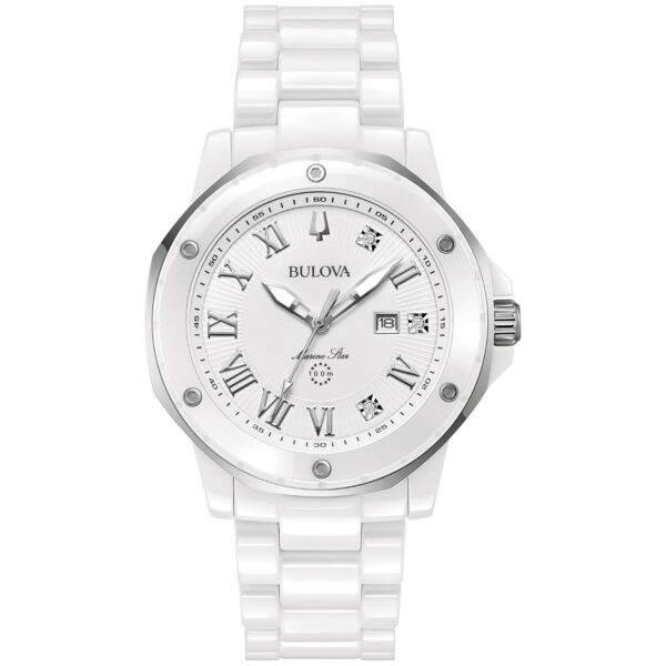 Reloj Bulova Marc Anthony Marine Star 98P222 Cerámica Blanca y Acero Inoxidable para Mujer