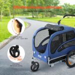 Remolque de Bicicleta para Perros VEVOR 2 en 1 Cochecito para Mascotas Soporta hasta 100 Libras Marco Plegable Ruedas de