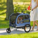 Remolque de Bicicleta para Perros VEVOR 2 en 1 Cochecito para Mascotas Soporta hasta 100 Libras Marco Plegable Ruedas de