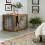 Jaula para Perros PETMAKER PET6307-1 Estilo Mueble de Madera de Acacia con Puertas Dobles y Cojín 40.94 x 28.34 x 32 Pul