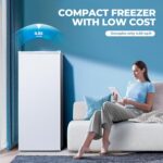 Electactic Congelador vertical de 6.0 pies cúbicos, congelador pequeño con termostato ajustable, estantes de vidrio extr