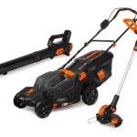 Kit Combinado Cortacésped Inalámbrico WEN 20VK3TBM 19 Pulgadas Recortadora de Cuerdas y Soplador de Hojas 20V con Dos Ba