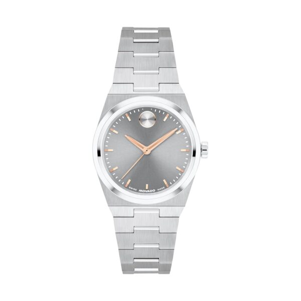 Reloj Movado Bold Quest Mini 3601290 28mm para Mujer Movimiento Cuarzo Suizo Caja Acero Inoxidable Esfera Gris Medio Cor