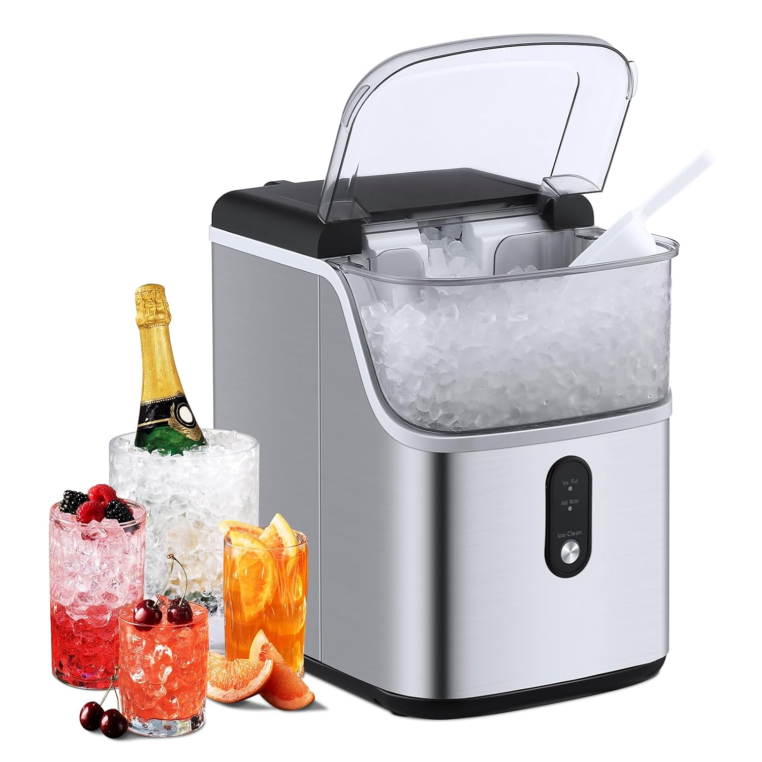 Máquina portátil de hielo de pellets - Producción de 33 libras/24 horas, operación con un solo clic, autolimpieza, diseñ
