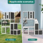 Casa para Gatos KEIKI CATHOUSECD03 Catio de Madera 3 Niveles 4 Plataformas 2 Puertas 70.9 Pulgadas Gris