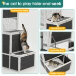 Casa para Gatos KEIKI CATHOUSECD03 Catio de Madera 3 Niveles 4 Plataformas 2 Puertas 70.9 Pulgadas Gris