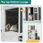 Casa para Gatos KEIKI CATHOUSECD03 Catio de Madera 3 Niveles 4 Plataformas 2 Puertas 70.9 Pulgadas Gris