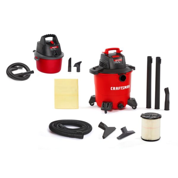 Aspiradora húmeda y seca Craftsman CMXEVBE17590 9 galones y CMXEVBE17250 2.5 galones con filtro manguera y accesorios