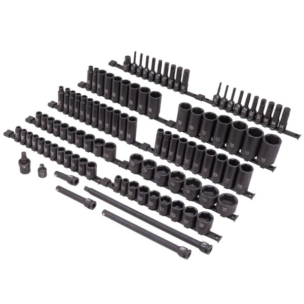 Sunex Tools 26102 - Juego de llaves de impacto maestro de bits hexagonales estándar y profundos de 6 puntos con eje de 1