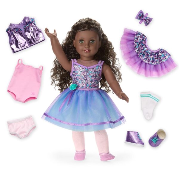 Muñeca American Girl Truly Me #127 JLJ25 con Set Dance All Day Cabello Rizado Castaño Oscuro Ojos Color Avellana 18 Pulg