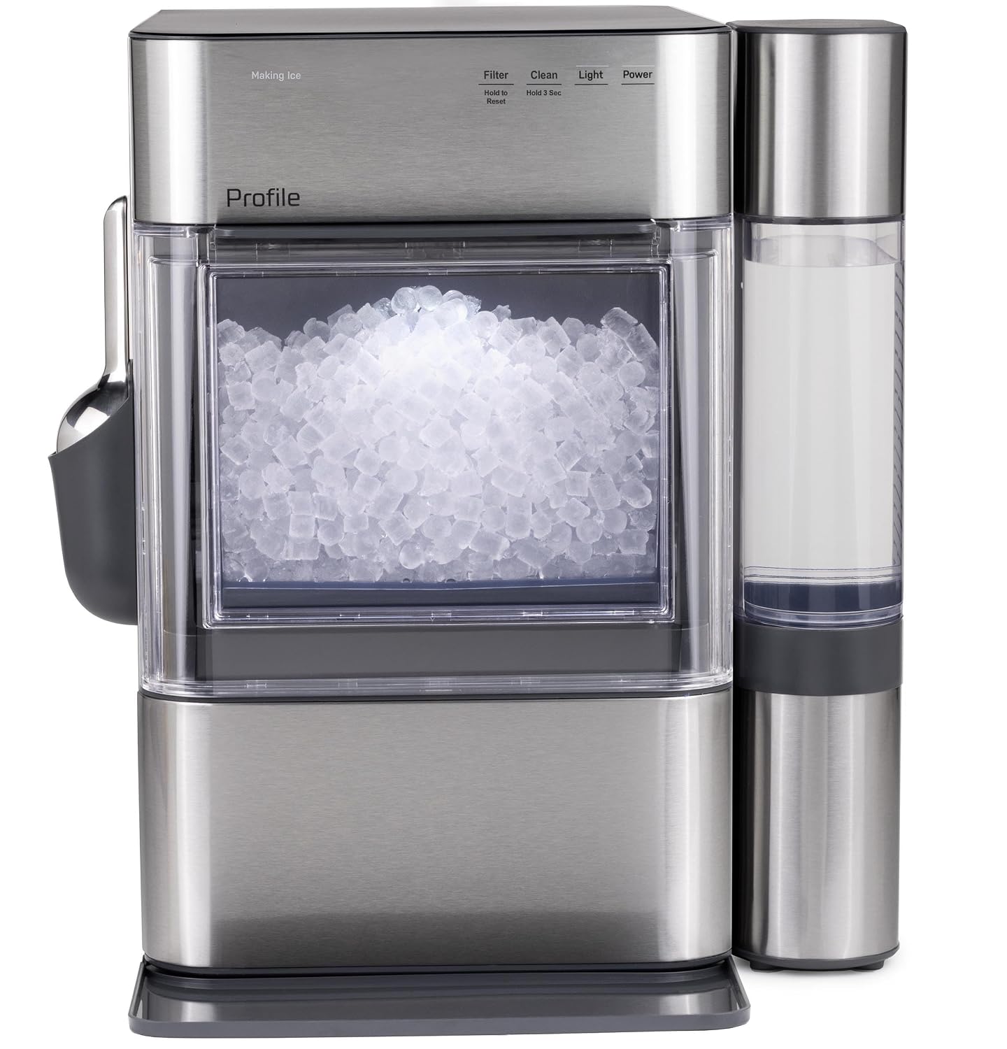 GE Profile Opal 2.0 Ultra Nugget - Máquina para hacer hielo con tanque lateral y filtro inhibidor de incrustaciones, pal